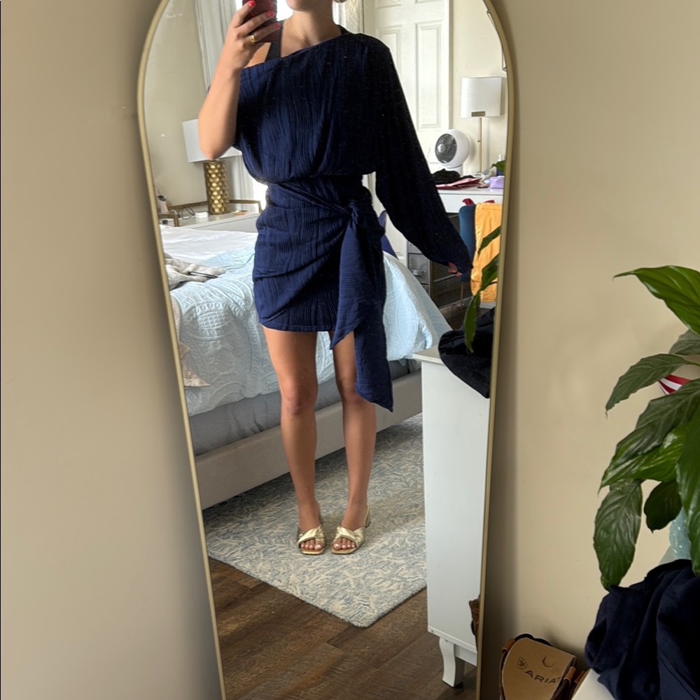 Saige + Paige One Shoulder Navy Blue Cocktail Dress